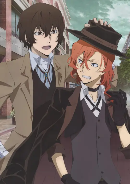 Gambar Osamu Dazai dan Chuuya Nakahara bersama