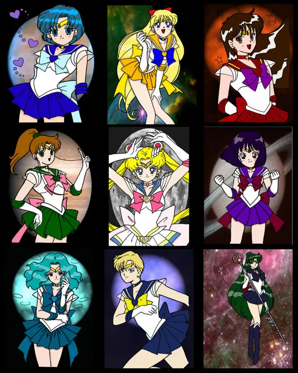 Gambar yang menggambarkan persahabatan antar Sailor Senshi