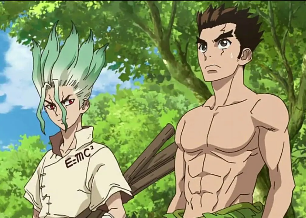 Gambar Senku dan Taiju dalam manga Dr. Stone