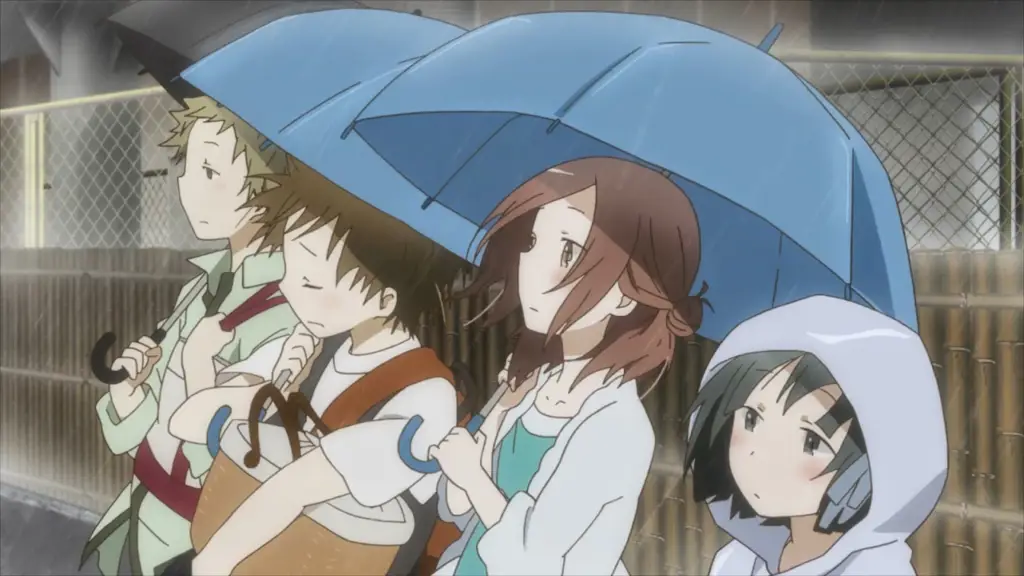 Adegan dari anime One Week Friends yang menunjukkan persahabatan antara Shogo dan Yuki