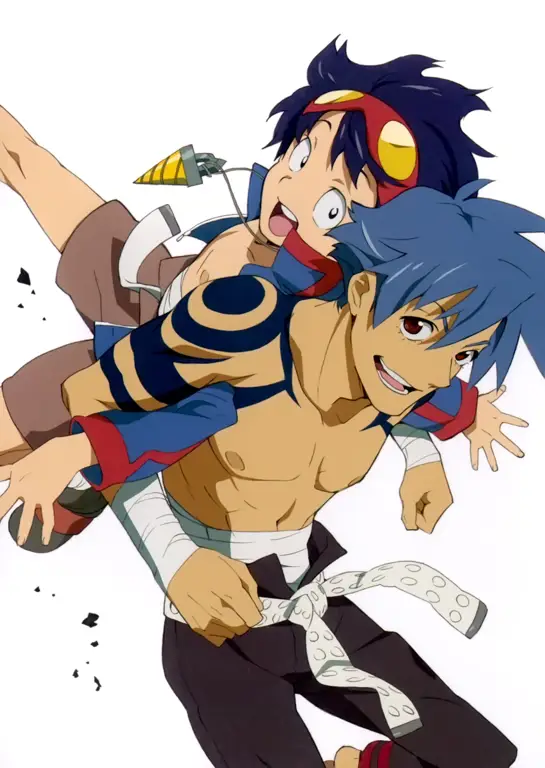 Gambar Simon dan Kamina dari Gurren Lagann