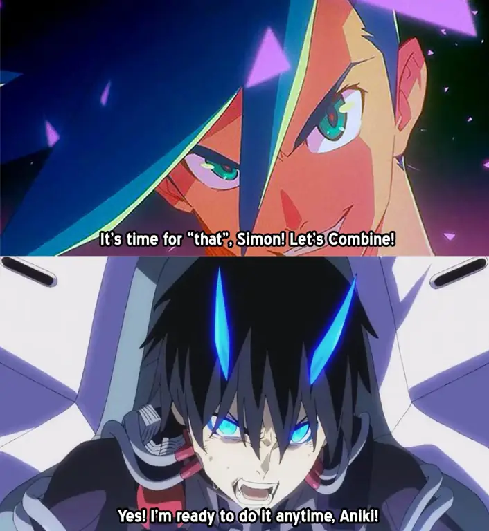 Gambar Simon dan Kamina, karakter utama Gurren Lagann