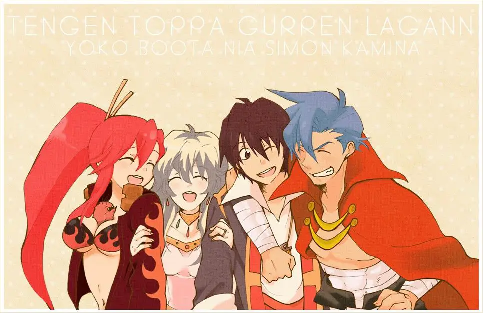 Gambar Simon dan Kamina, dua tokoh utama Gurren Lagann