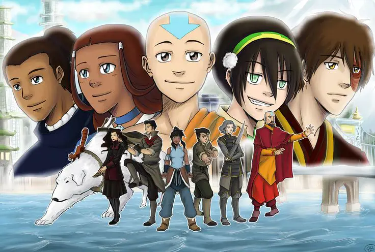 Gambar Aang dan teman-temannya dalam Avatar: The Last Airbender