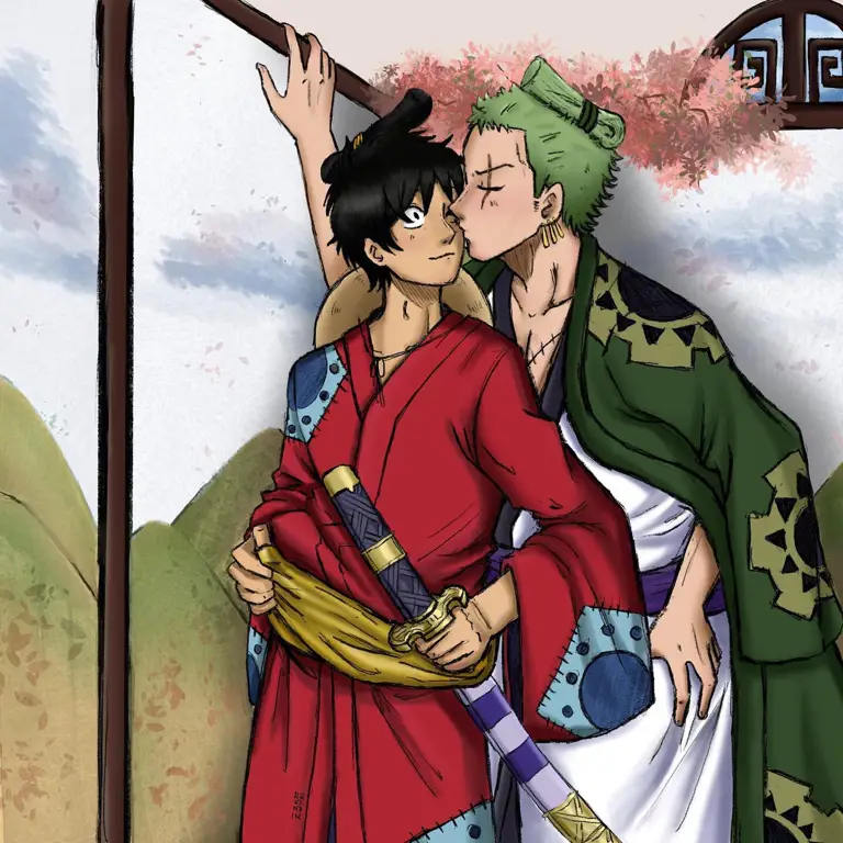 Gambar persahabatan Zoro dan Luffy