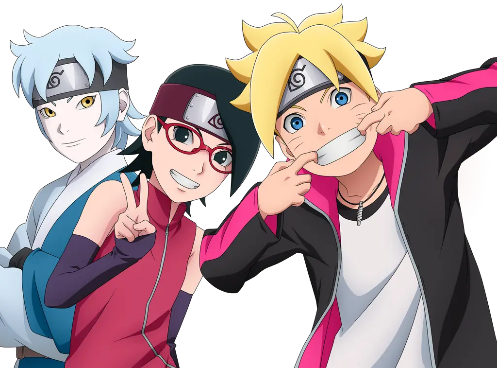 Boruto bersama teman-temannya Sarada dan Mitsuki