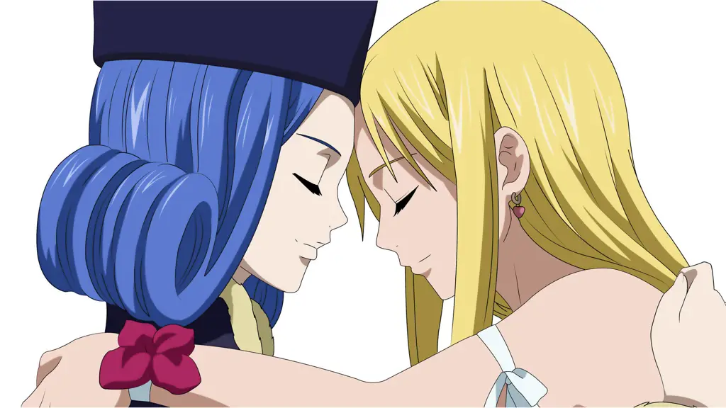 Gambar Lucy dan Juvia bersahabat di Fairy Tail