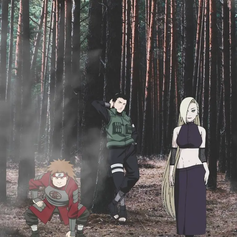 Gambar Ino, Shikamaru dan Choji sebagai simbol persahabatan