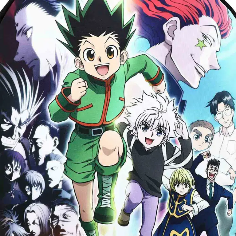 Gambar Gon, Killua, Kurapika, dan Leorio bersama