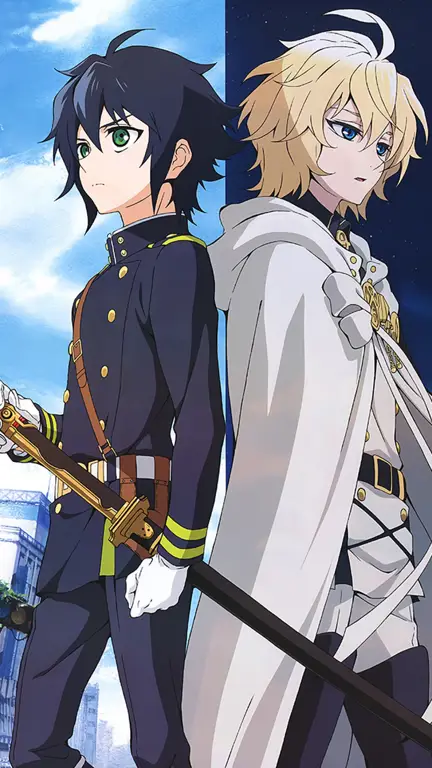 Gambar Yuichiro dan Mikaela dalam Owari no Seraph