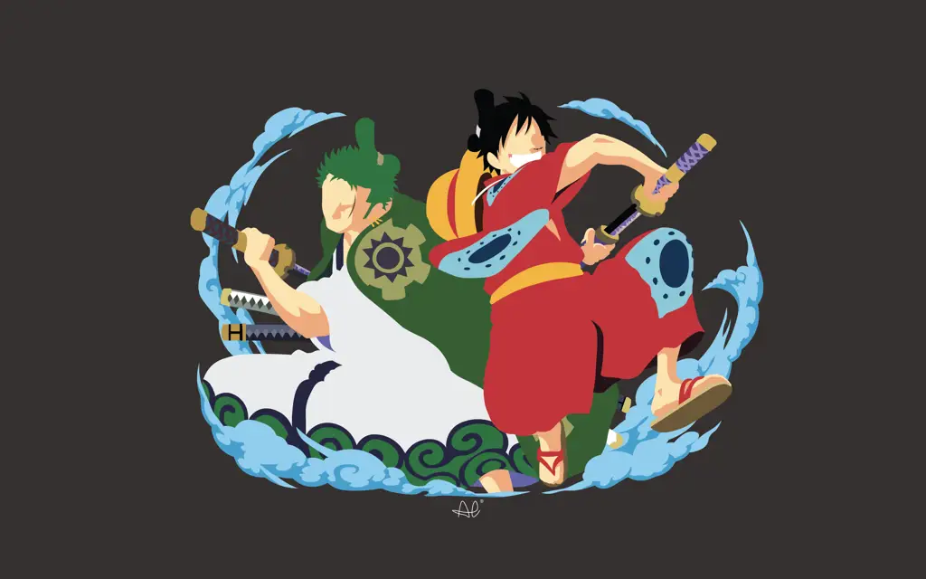 Zoro dan Luffy berpose bersama sebagai teman