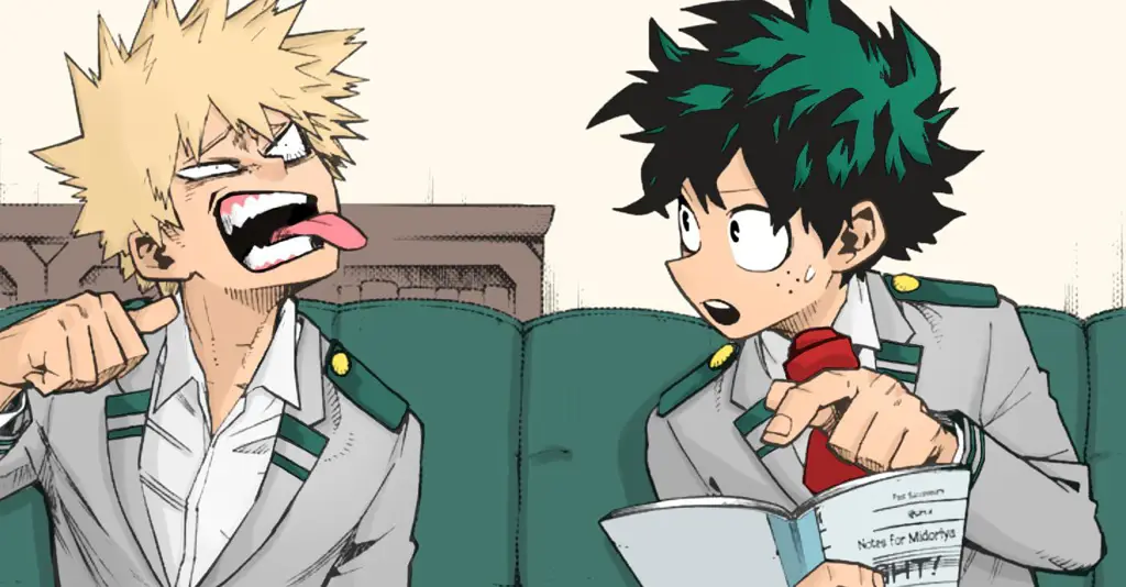 Gambar Bakugo dan Deku berlatih bersama