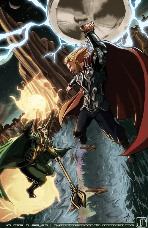 Loki dan Thor sedang bertarung