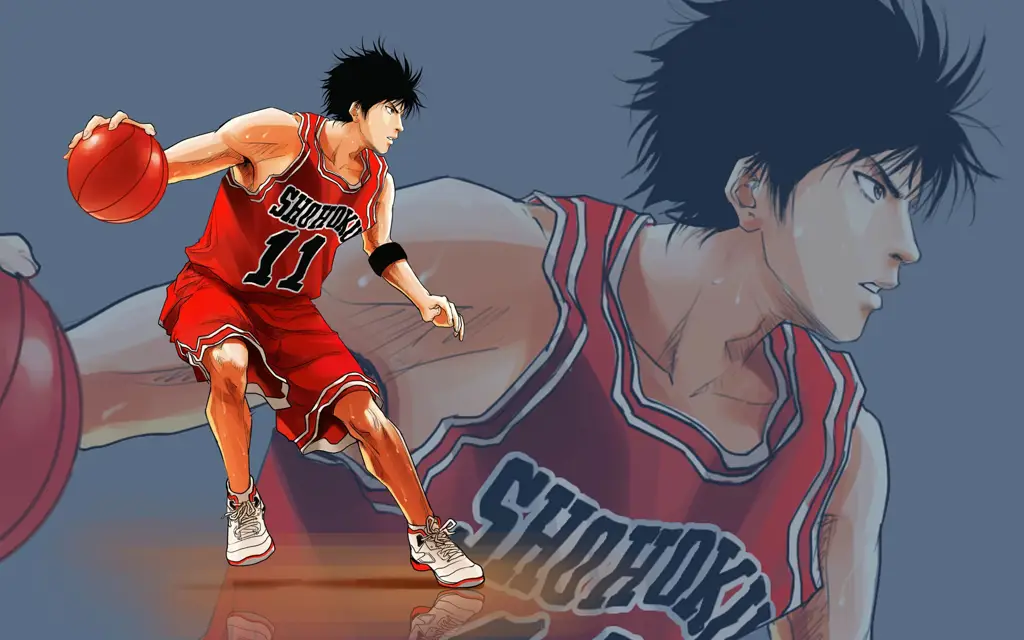 Pertandingan basket yang menegangkan Adegan pertandingan basket dalam film Slam Dunk
