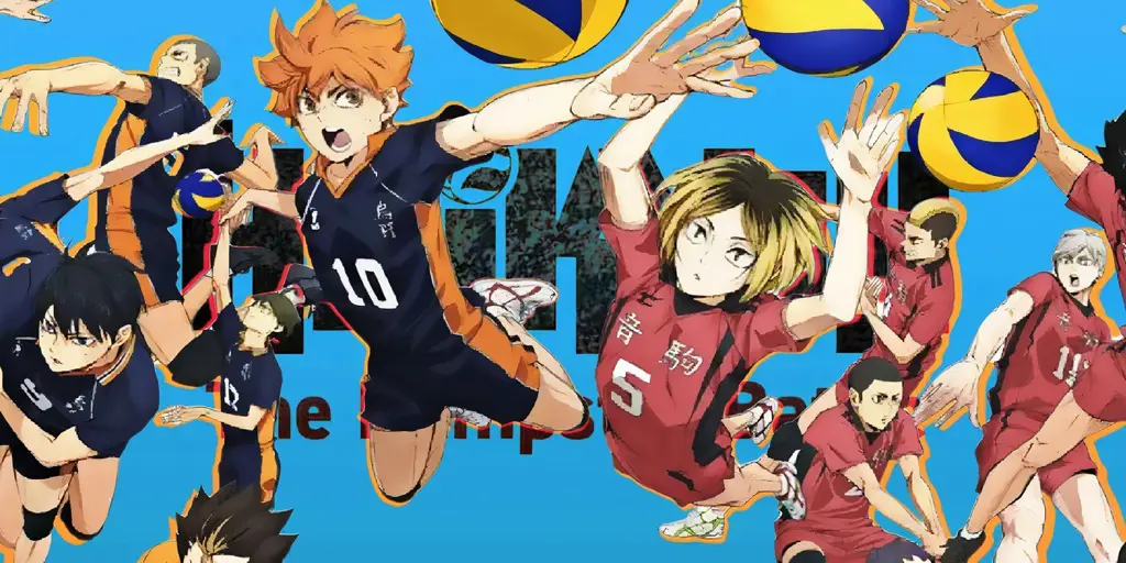 Adegan pertandingan sengit antara Karasuno dan Aoba Johsai dalam Haikyuu!!