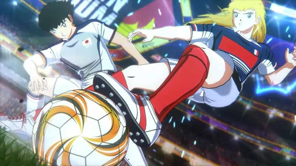 Gambar pertandingan sepak bola dalam anime Captain Tsubasa