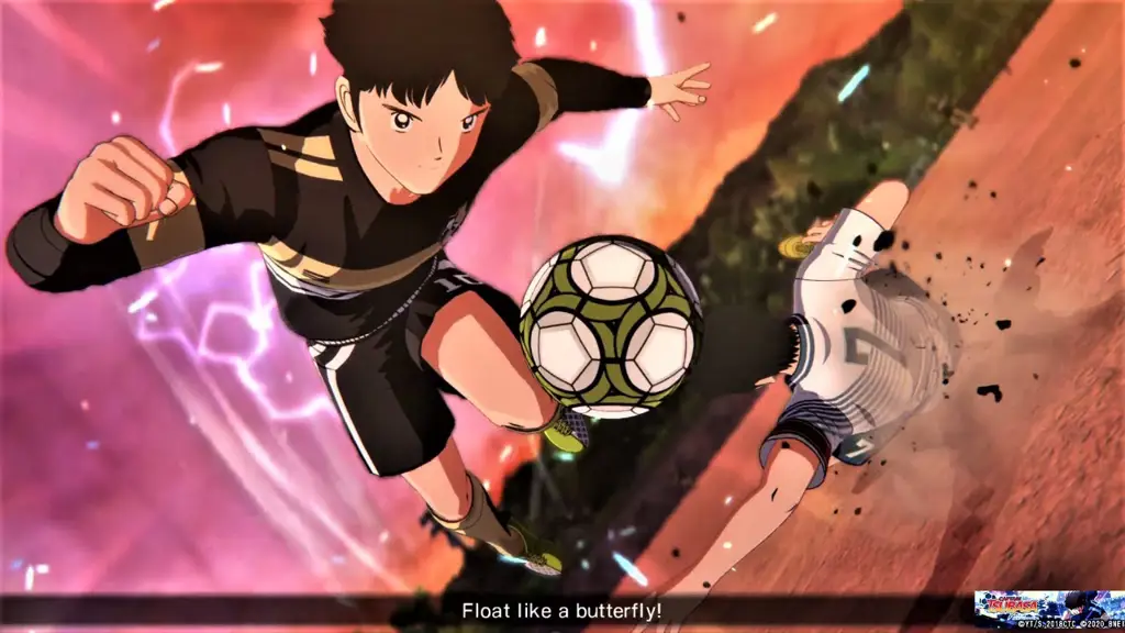 Gambar pertandingan sepak bola yang menegangkan dalam anime Captain Tsubasa