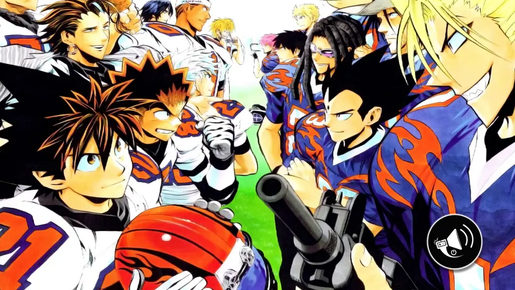 Gambar cuplikan pertandingan sepak bola Amerika dalam komik Eyeshield 21