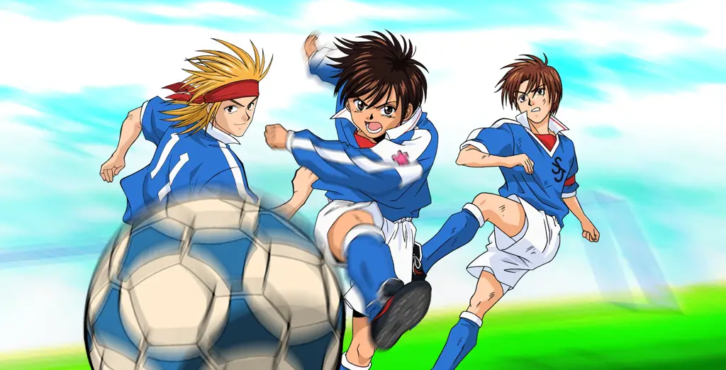 Gambar pertandingan sepak bola dalam anime Whistle!