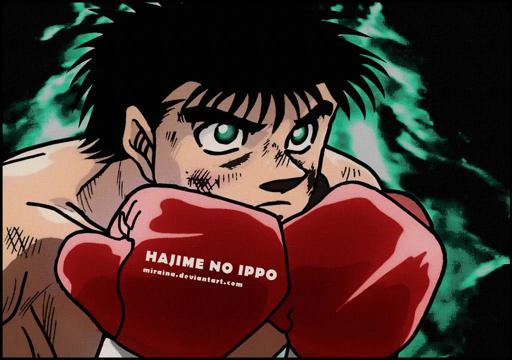 Adegan pertandingan tinju Hajime no Ippo yang menegangkan