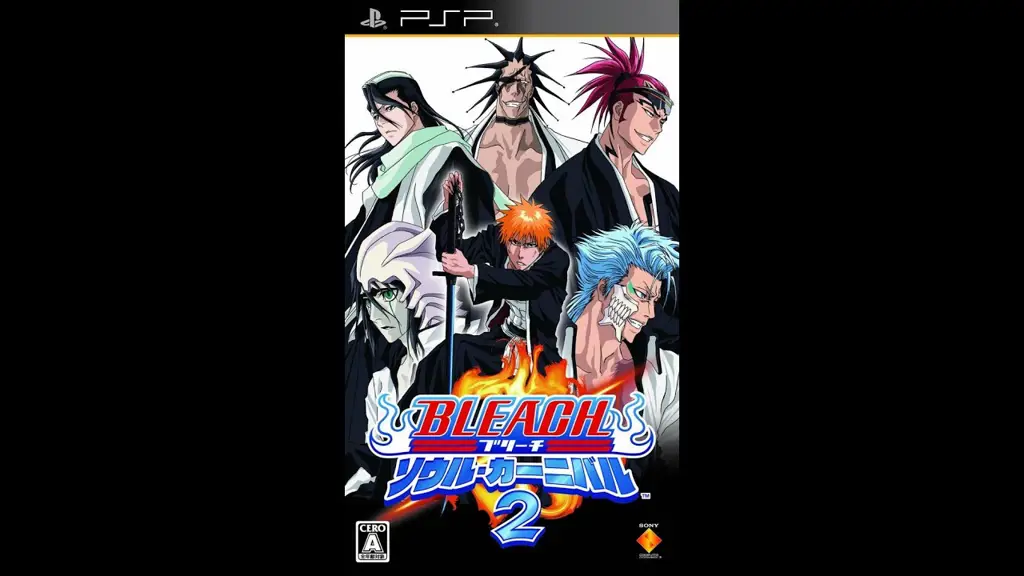 Gambar gameplay Bleach Soul Carnival 2 di PSP yang menunjukkan pertarungan cepat dan dinamis.