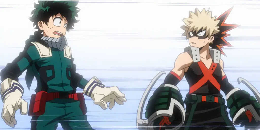 Deku dan Bakugo sedang bertarung