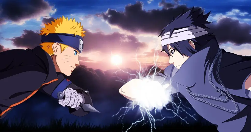 Naruto dan Sasuke sedang bertarung