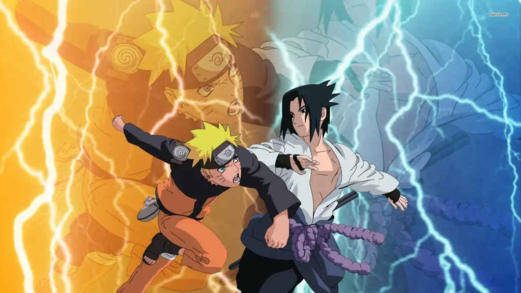 Gambar Naruto dan Sasuke bertarung