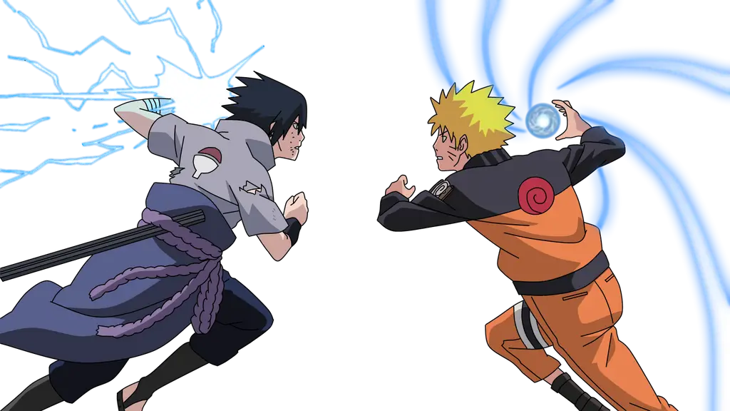 Gambar Naruto dan Sasuke sedang bertarung