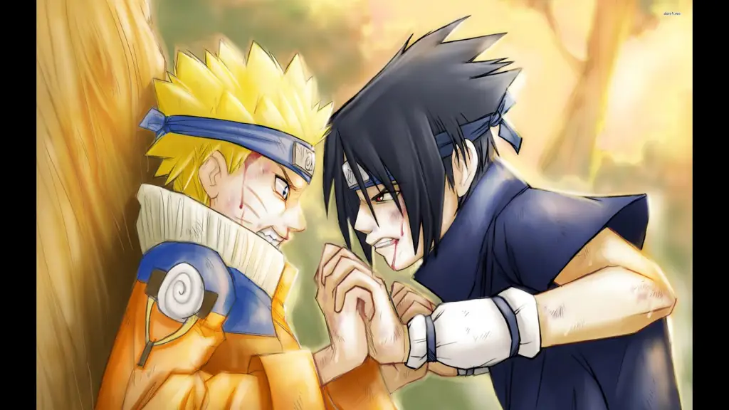 Gambar Naruto dan Sasuke sedang bertarung