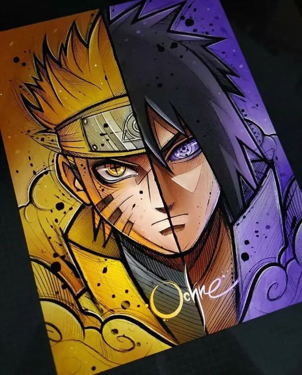 Pertarungan epik antara Naruto dan Sasuke Gambar Naruto melawan Sasuke