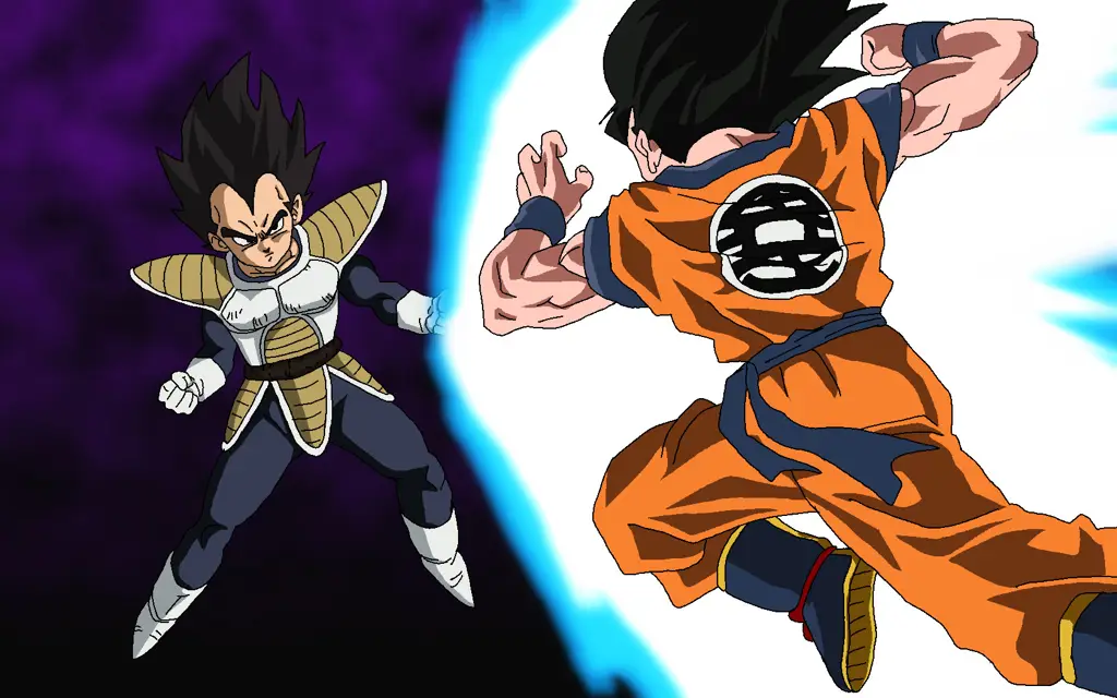 Gambar Vegeta dan Goku sedang bertarung