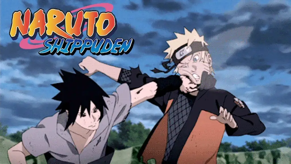 Gambar para karakter Naruto sedang bertarung dengan latar belakang yang dramatis