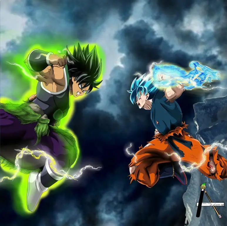 Adegan pertarungan Goku vs Broly dalam resolusi 480p