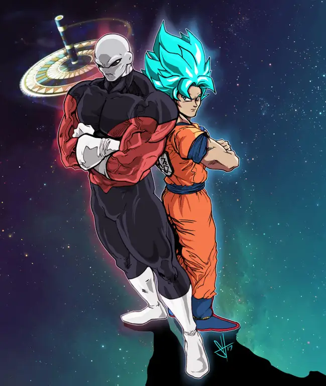 Goku melawan Jiren dalam pertarungan sengit