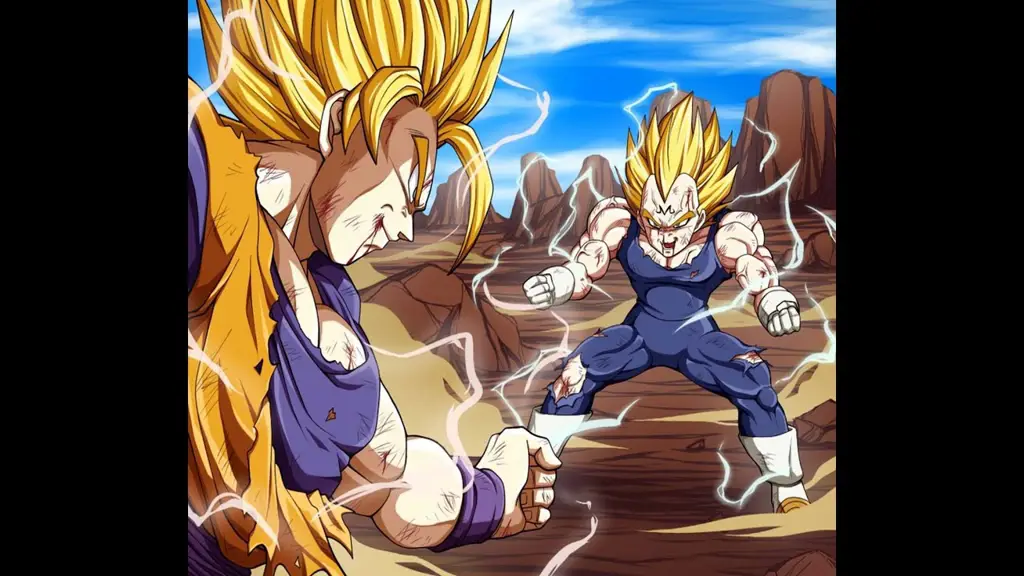 Goku dan Vegeta sedang bertarung dalam anime Dragon Ball Super