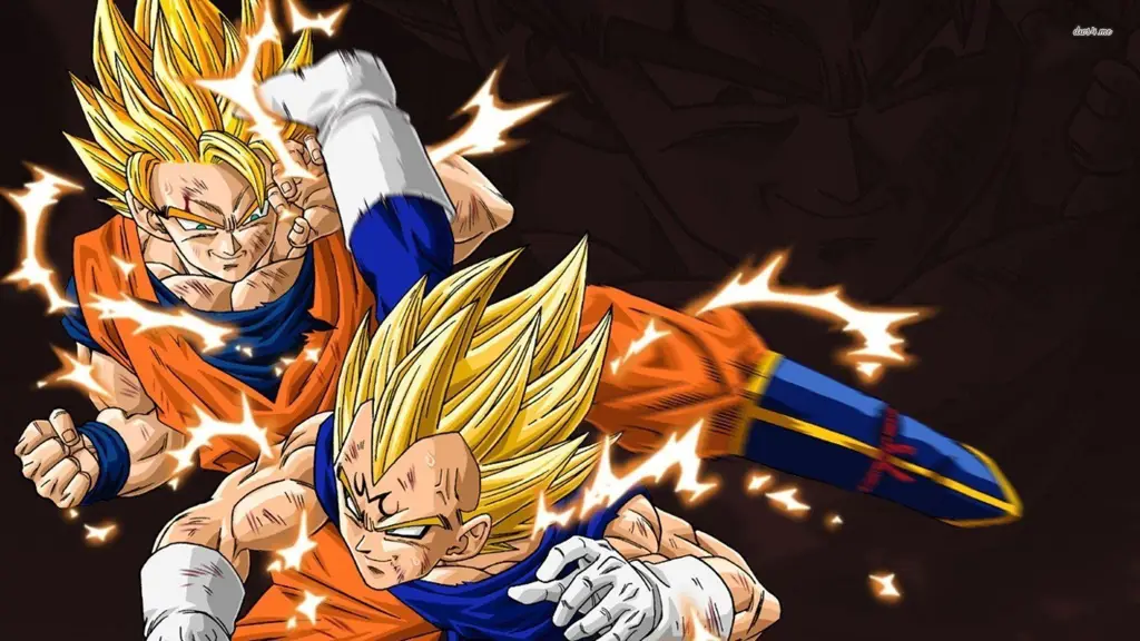 Goku dan Vegeta sedang bertarung