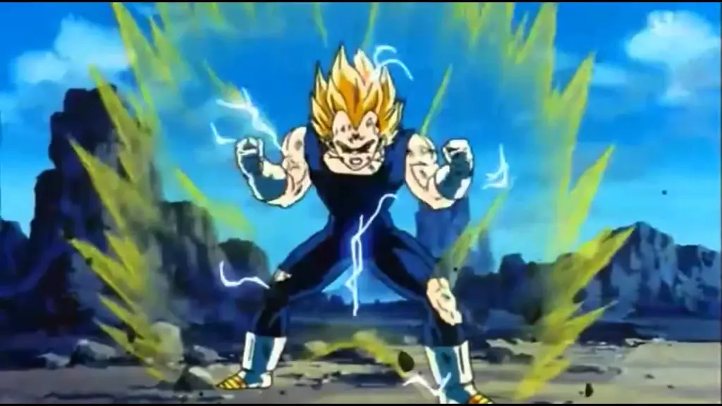 Goku dan Vegeta sedang bertarung dengan sengit