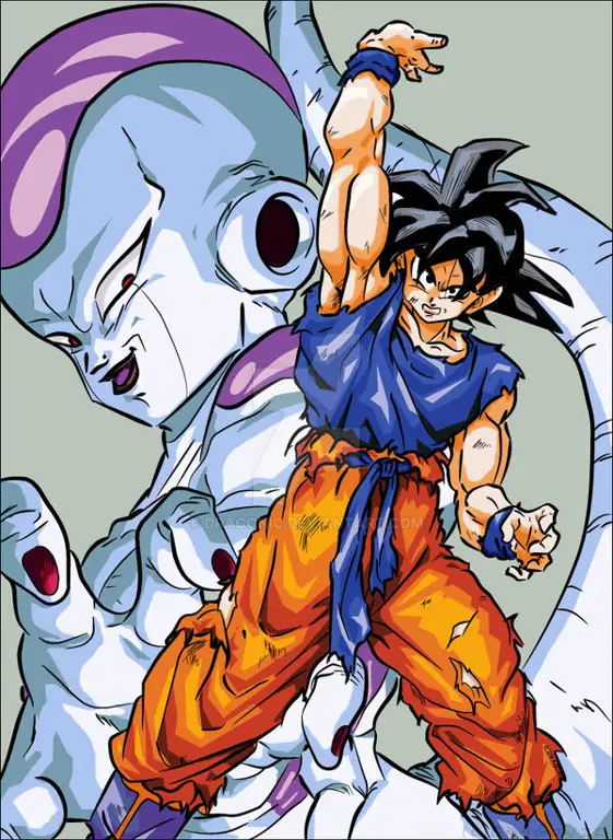 Goku dan Frieza sedang bertarung sengit