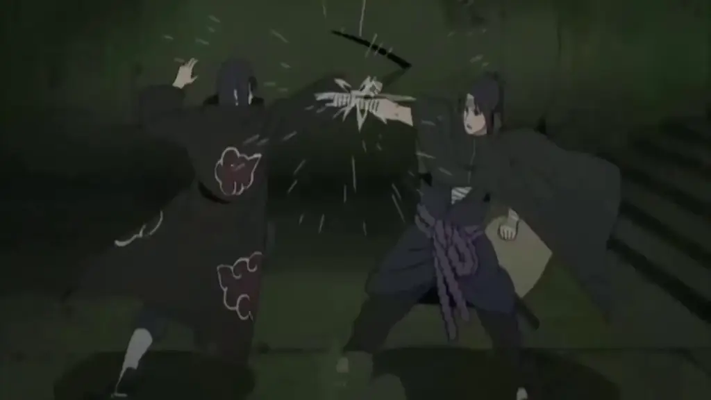 Itachi dan Sasuke bertarung menggunakan pedang