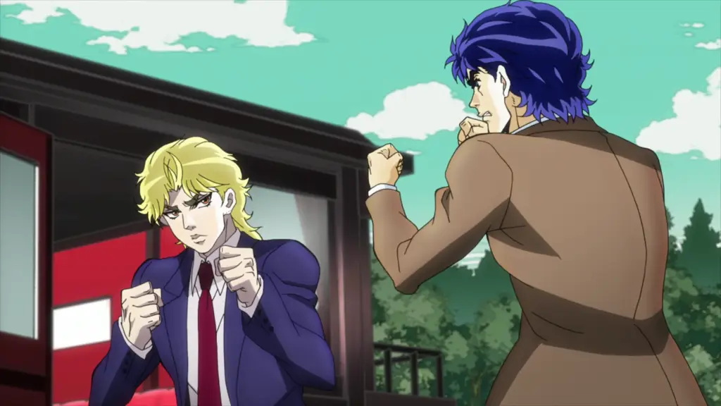 Gambar pertarungan antara Jonathan Joestar dan Dio Brando