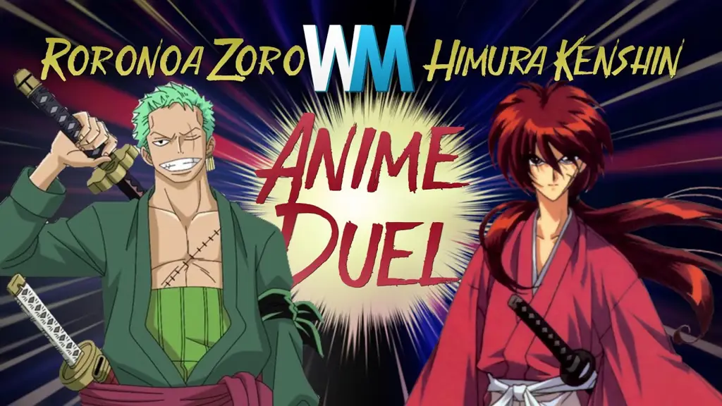 Gambar fanart pertarungan Kenshin Himura melawan Roronoa Zoro