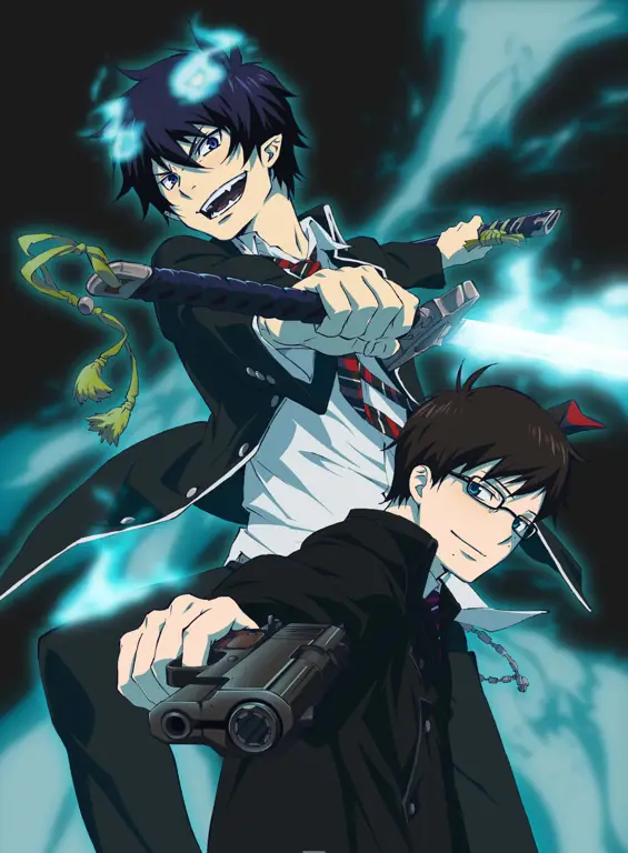 Adegan pertarungan melawan iblis di Ao no Exorcist