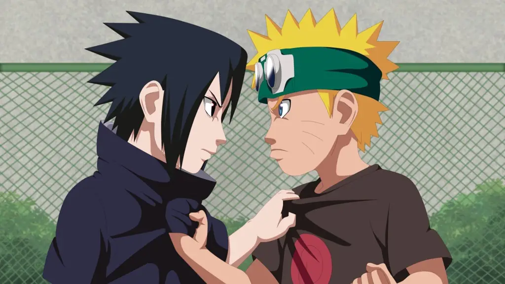 Pertarungan Epik Naruto dan Sasuke Gambar Naruto dan Sasuke sedang bertarung