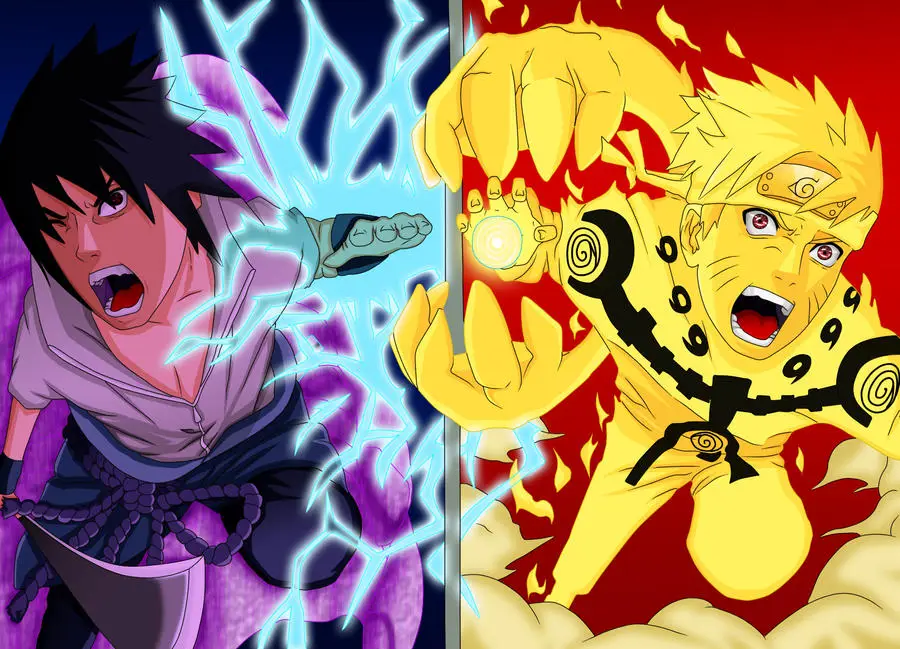 Gambar Naruto dan Sasuke bertarung