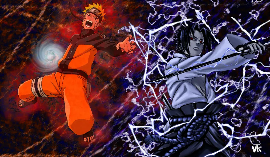 Gambar Naruto dan Sasuke bertarung