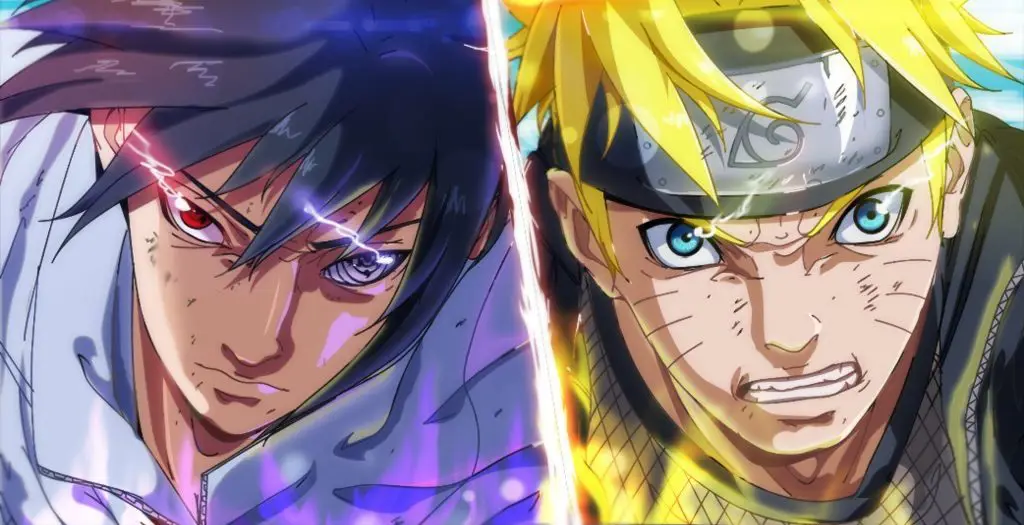 Gambar Naruto dan Sasuke bertarung