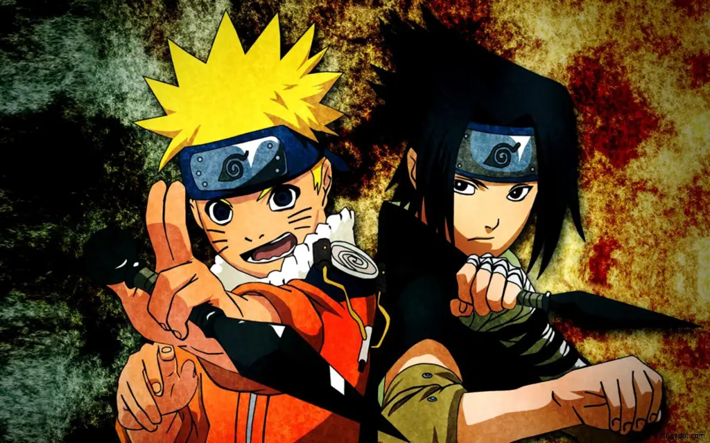 Gambar Naruto dan Sasuke sedang bertarung