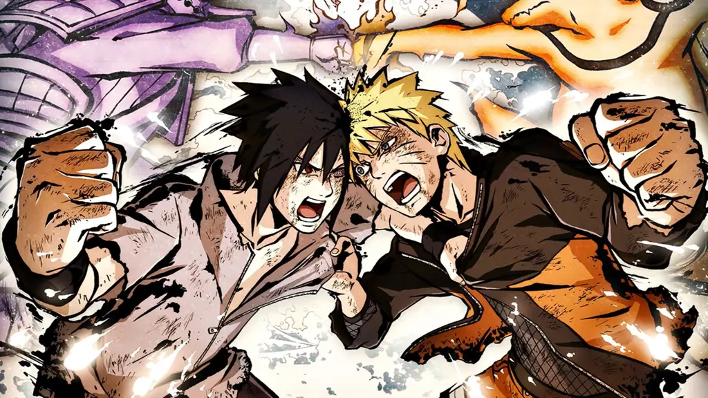 Gambar Naruto dan Sasuke bertarung