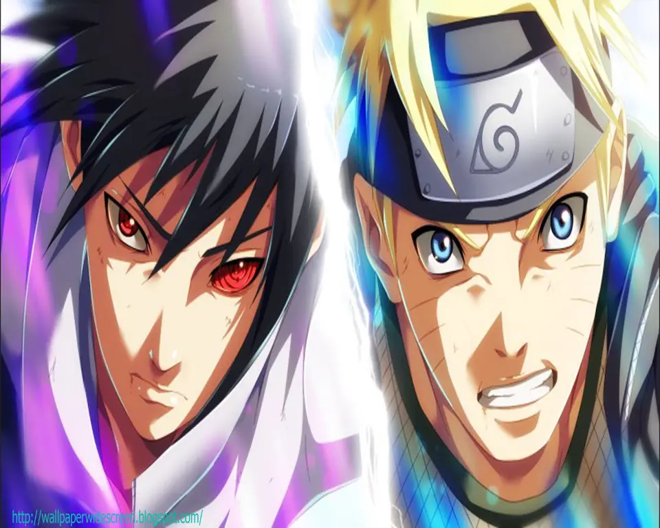 Gambar Naruto dan Sasuke sedang bertarung